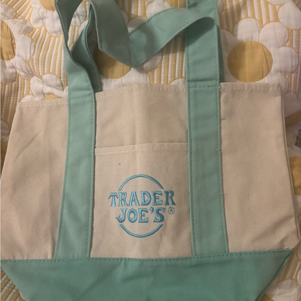 Trader Joe's Mint and Cream Tote Bag